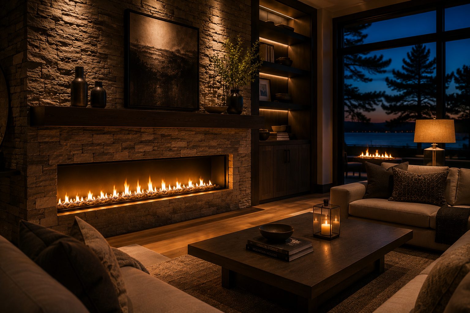 Luxury fireplace interior